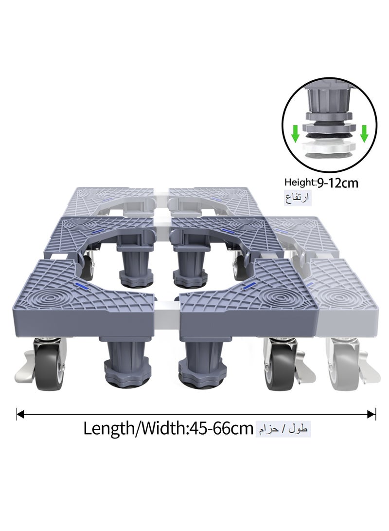 Snooe Fridge Stand Mobile Base With 4 Locking Wheels Pedestal, Adjustable Increasing Height Base 4 Strong Feet Heavy Duty Washing Machine Stand Base for Furniture Refrigerator Dryer Stand - Image 5