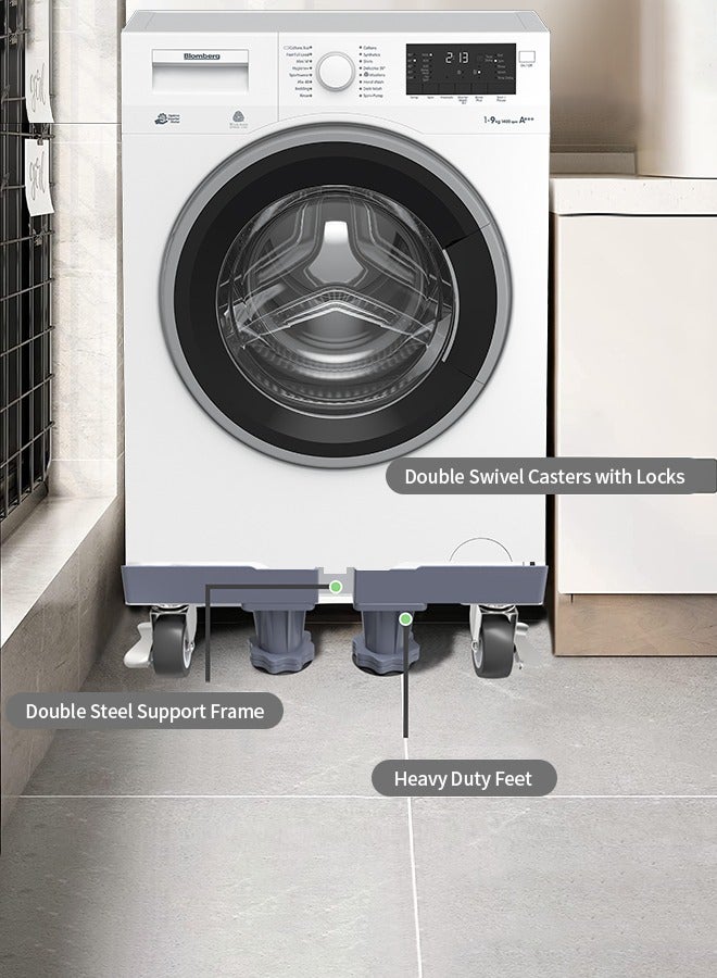 Snooe Fridge Stand Mobile Base With 4 Locking Wheels Pedestal, Adjustable Increasing Height Base 4 Strong Feet Heavy Duty Washing Machine Stand Base for Furniture Refrigerator Dryer Stand - Image 3