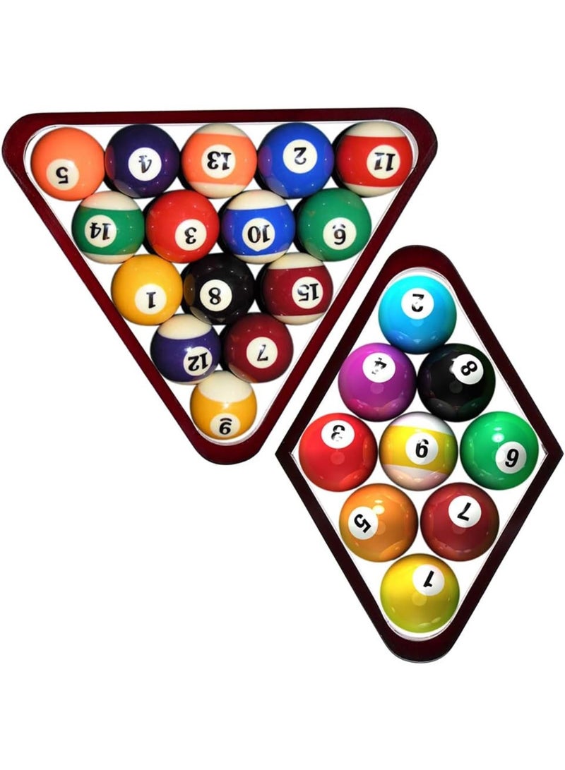 Generic Set of 2 Wooden Billiard Ball Rack Set, Vintage Solid Wood Billiard 8-Ball Triangle Rack & 9-Ball Diamond Rack Table Pool Ball Racks - Image 3