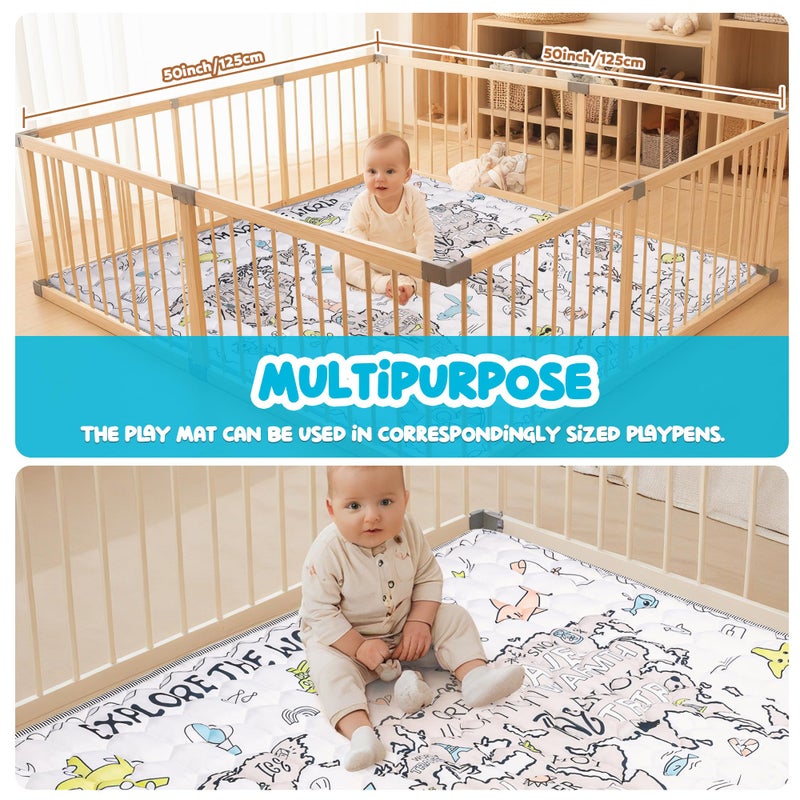 Saro EAQ Baby Play Mat 127x127cm Foldable Washable Baby Playpen Mat Crawling mat,Thicken One-Piece Crawling Mat, Extra Large Anti- Slip Crawling Mat Activity Playmats for Babies&Toddlers - Image 2