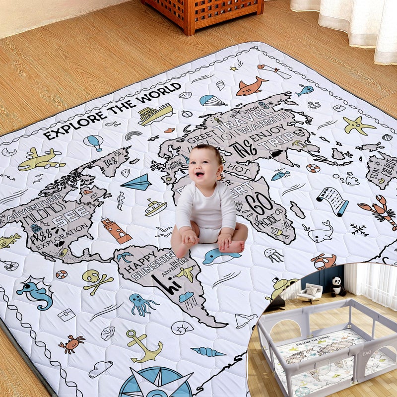 Saro EAQ Baby Play Mat 127x127cm Foldable Washable Baby Playpen Mat Crawling mat,Thicken One-Piece Crawling Mat, Extra Large Anti- Slip Crawling Mat Activity Playmats for Babies&Toddlers - Image 1