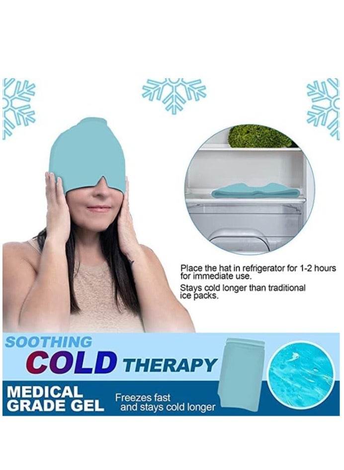 Generic Headache Relief Hat Cold Hot Therapy Headache Relief Cap for Puffy EyesTension Sinus & Stress Relief Blue - Image 4