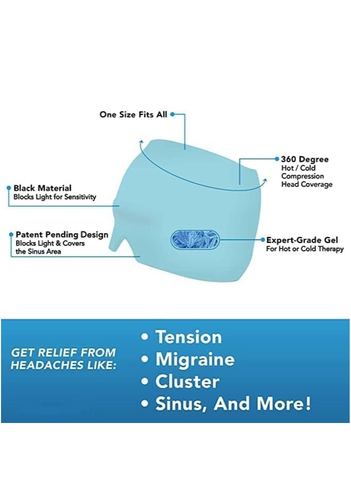 Generic Headache Relief Hat Cold Hot Therapy Headache Relief Cap for Puffy EyesTension Sinus & Stress Relief Blue - Image 3