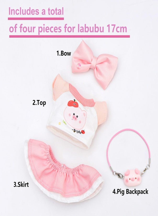 Buwesru 4Pcs Doll Clothes Compatible with 6.7IN/17cm Labubu Clothes, Premium Outfit with Miniature Accessories for Labubu ropa para Doll Collection(Pink) - Image 2