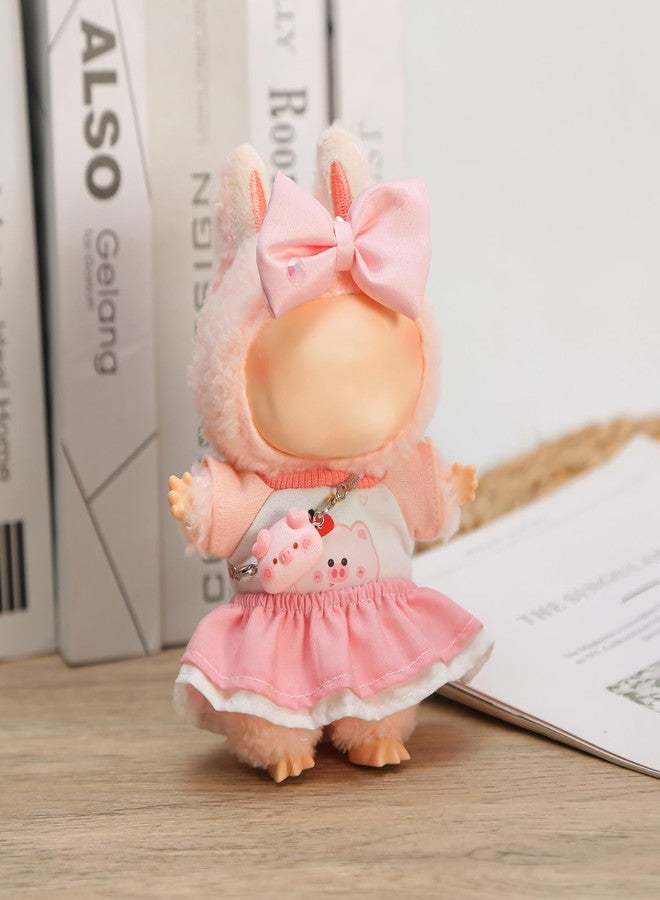 Buwesru 4Pcs Doll Clothes Compatible with 6.7IN/17cm Labubu Clothes, Premium Outfit with Miniature Accessories for Labubu ropa para Doll Collection(Pink) - Image 4
