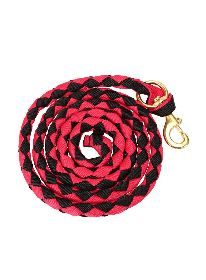 NIBEMINENT Braided Horse Leash With Brass Snap Red/Black - Image 1