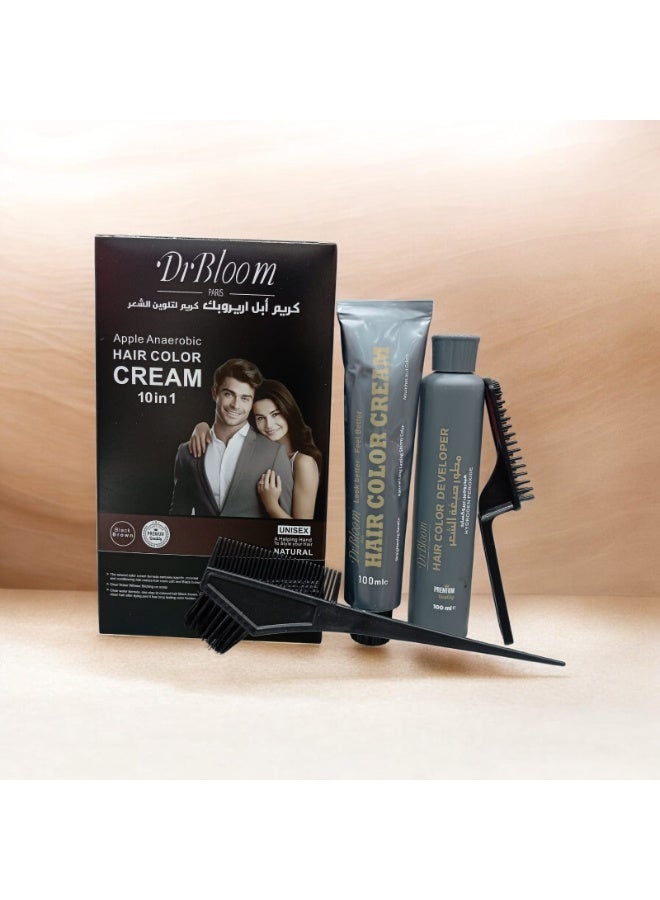 دكتور يلوم  كريم صبغة الشعر دكتور بلوم أبل اللاهوائي 10 في 1 أسود بني - Image 2
