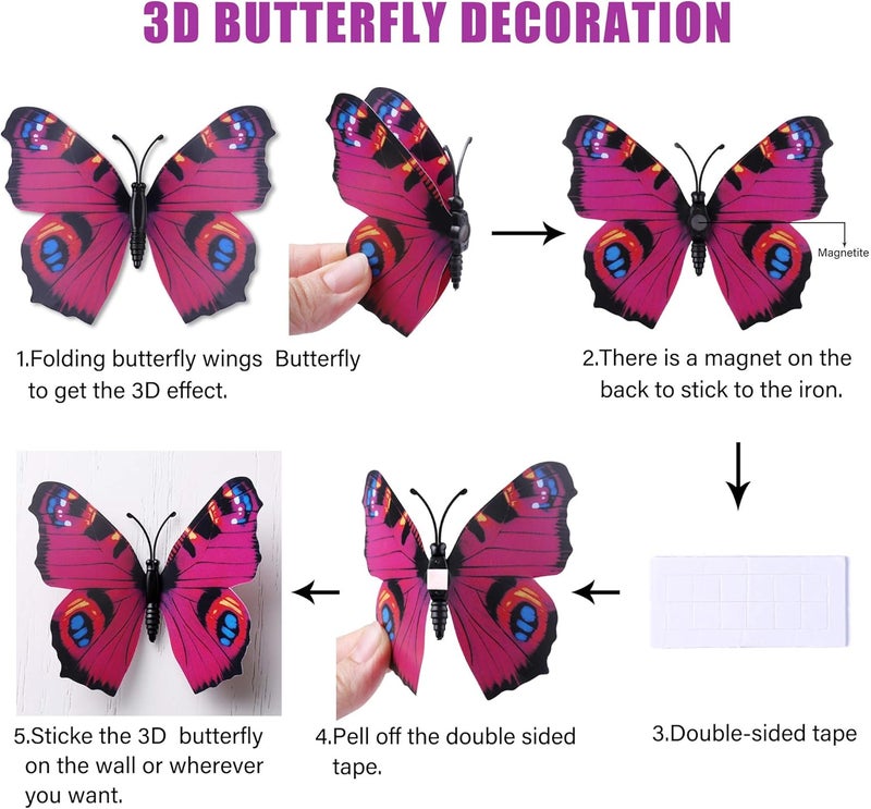 LiveGallery 72 PCS Removable 3D DIY Beautiful Butterfly Wall Decals Colorful Butterflies Art Decor Wall Stickers Murals for Home Nursery Bedroom Classroom Offices TV Background Purple - Image 3