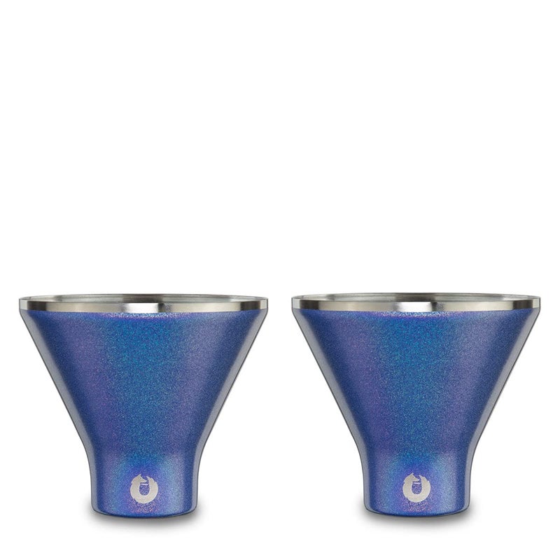 SNOWFOX Elegance Collection Insulated Stainless Steel Martini and Margarita Cocktail Glass  Set of 2  Blue  8 fluid ounces - Image 2