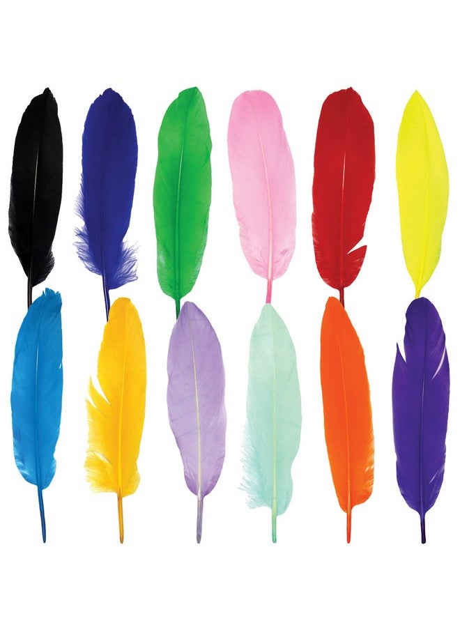 Millennial Essentials 120Pcs Colorful Goose Feathers For Diy Crafts, Jewelry Making, Wedding, Home Or Party Decorations, 12 Colors (6-8 Inches)  - Image 1