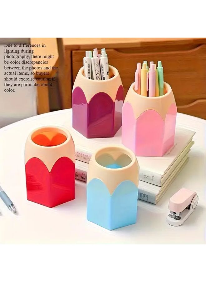 حامل أقلام إبداعي 5 قطع، منظم مكتبي بسعة تخزين كبيرة، أدوات مكتبية ملونة أساسية - Image 4