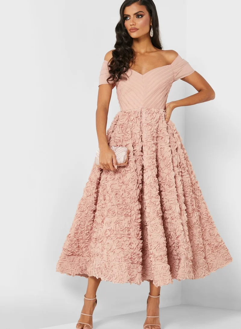 Threadz by Ajooni Rosette Bardot Dress