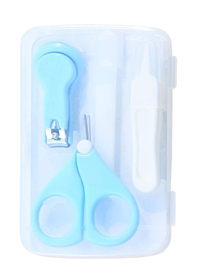 Alya The Cheeky Kidzz Baby Grooming Essential Nail Pedicure Manicure Cutter Safety Kit 4 IN 1 Combo With Cute Printed Portable Travel Transparent Protective Case Box For Toddlers/Infants/New Borns| Best Unique Baby Shower Gift(0 Months+,BLUE) - Image 1