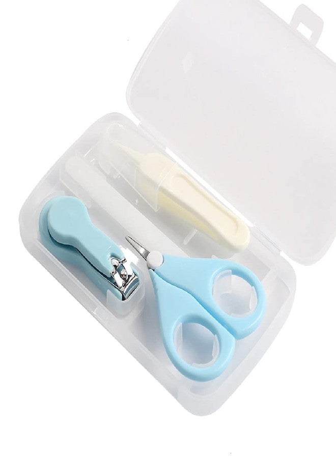 Alya The Cheeky Kidzz Baby Grooming Essential Nail Pedicure Manicure Cutter Safety Kit 4 IN 1 Combo With Cute Printed Portable Travel Transparent Protective Case Box For Toddlers/Infants/New Borns| Best Unique Baby Shower Gift(0 Months+,BLUE) - Image 2