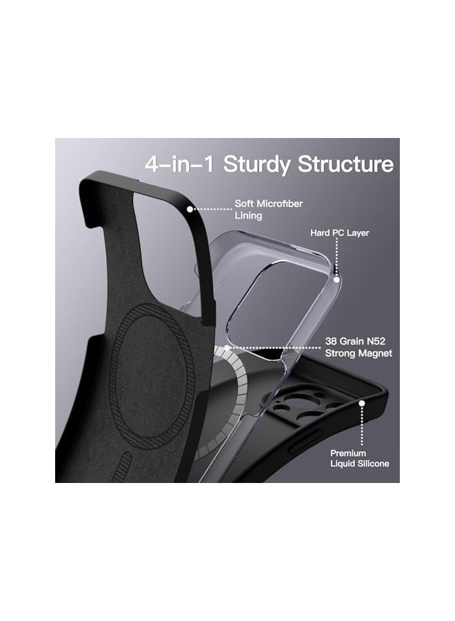 Jetech Magnetic Silicone Case for iPhone 15 Pro Max 6.7-Inch, Compatible with MagSafe, Phone Cover with Camera Lens Full Protection (Black) - Image 4