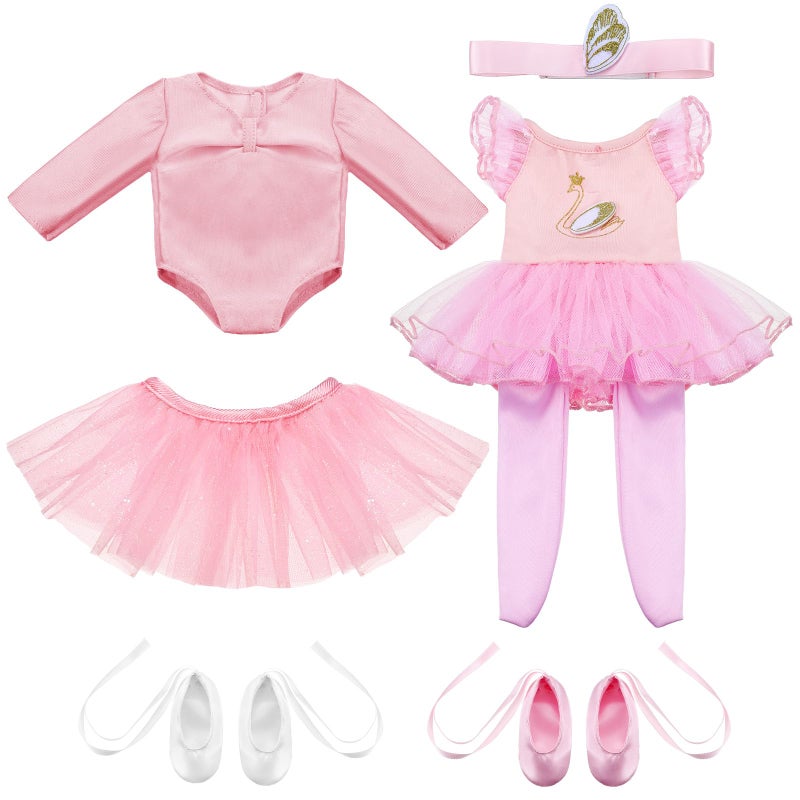 Kajaia 8 Pcs Doll Clothes 18 Inch Doll Clothes and Accessories Dress Flip Flops Hat Outfit Swimsuit Accessories for 18 InchBallet - Image 3