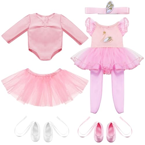 Kajaia 8 Pcs Doll Clothes 18 Inch Doll Clothes and Accessories Dress Flip Flops Hat Outfit Swimsuit Accessories for 18 InchBallet - Image 1