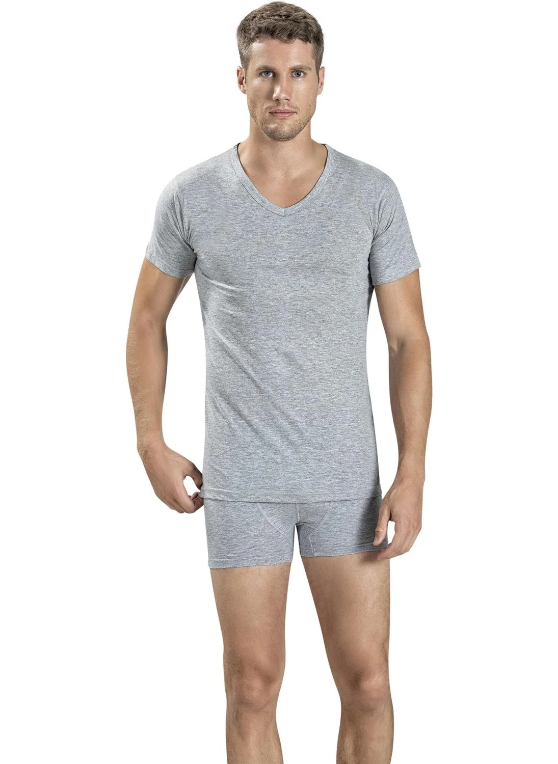 جيبر Men's V Neck Short Sleeve Undershirt 112 - 6 Pieces