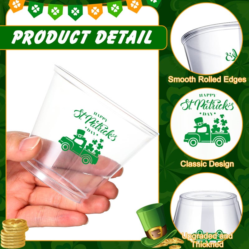 Eaasty 80 Pcs St. Patrick's Day Disposable Plastic Cups Clear Saint Patrick's Day Pet Irish Shamrock Clear Plastic Cups Lucky St Patty's Day Party Supply for Beer Beverage  2 Styles(9 Oz) - Image 2