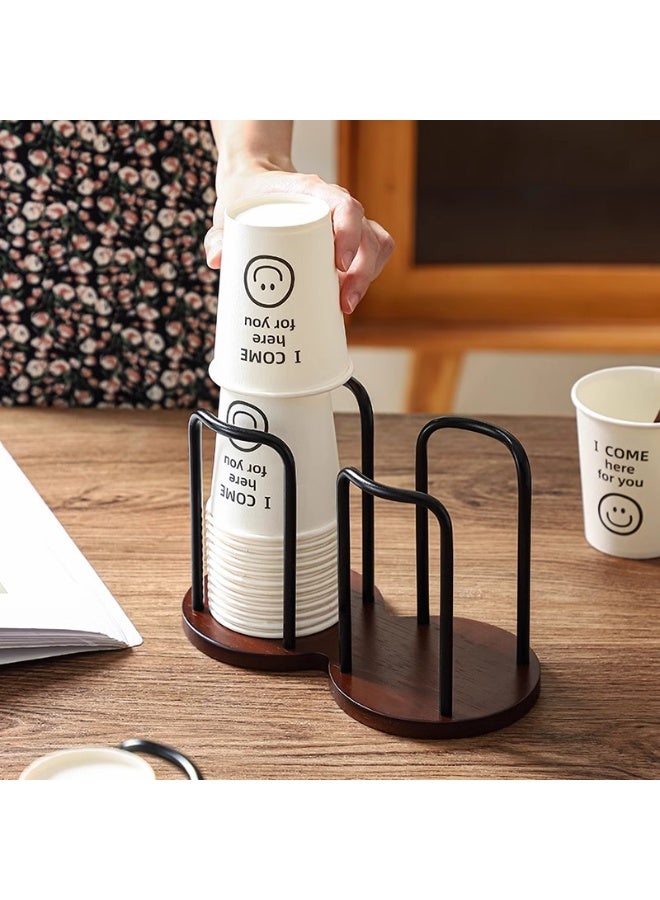 Disposable Paper Cup Holder With Two Cup Slots  Wooden Base Paper Cup Holder - Image 2