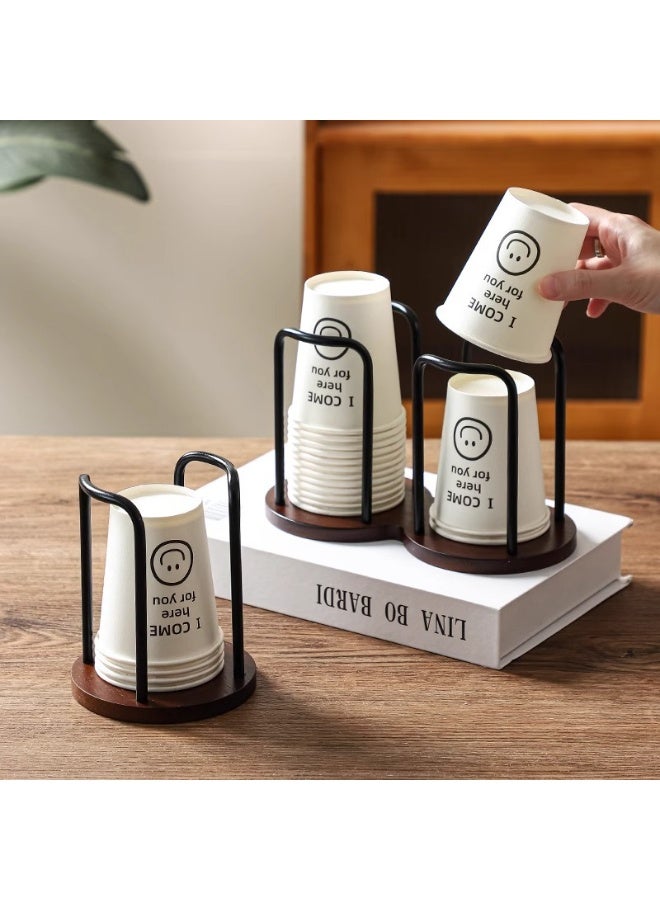 Disposable Paper Cup Holder With Two Cup Slots  Wooden Base Paper Cup Holder - Image 3