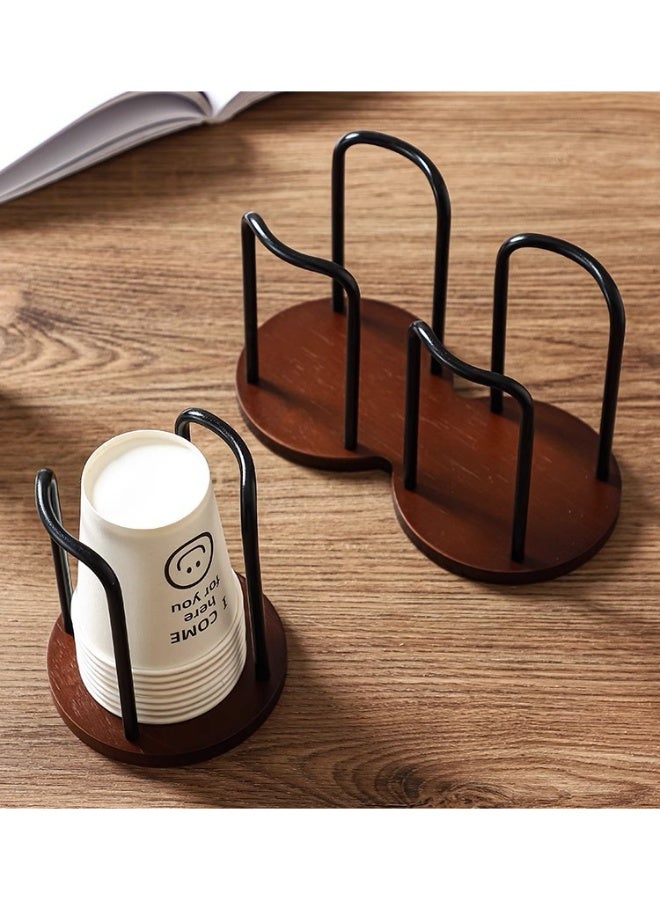 Disposable Paper Cup Holder With Two Cup Slots  Wooden Base Paper Cup Holder - Image 5
