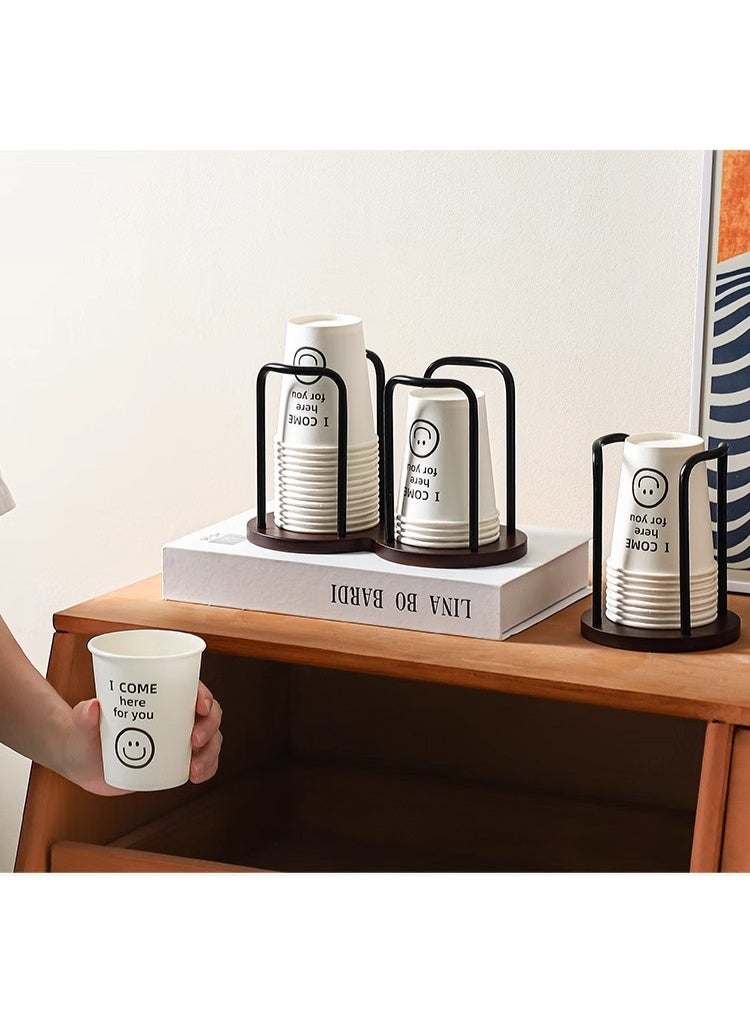 Disposable Paper Cup Holder With Two Cup Slots  Wooden Base Paper Cup Holder - Image 4