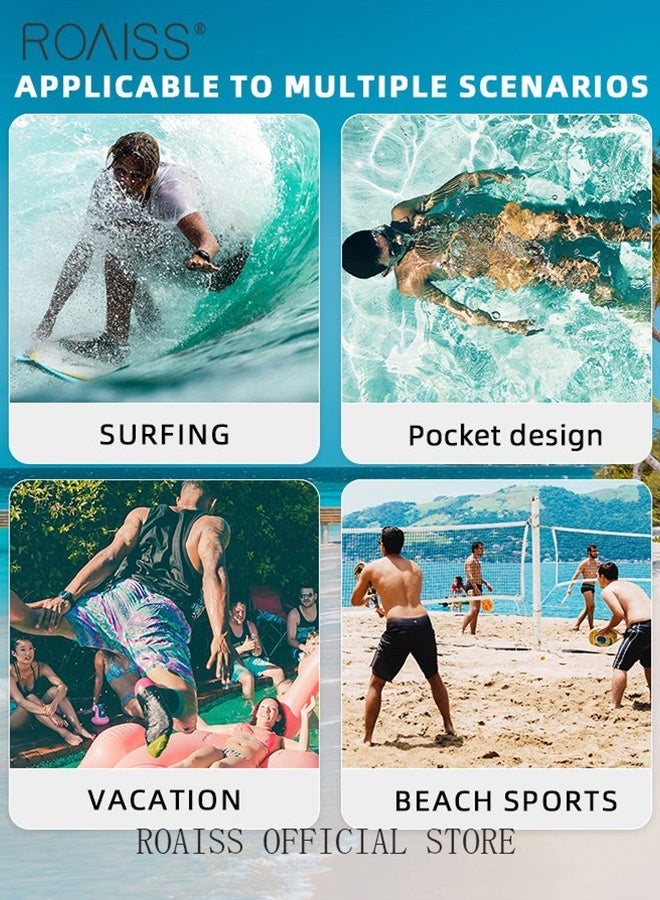 roaiss Ombre Tropical Print Drawstring Swim Trunks for Men Quick Dry Loose Fit Comfy and Breathable Bathing Shorts Mens Casual Elastic Sports Beach Shorts with Pockets and Mesh Lining Hawaiian Shorts - Image 5