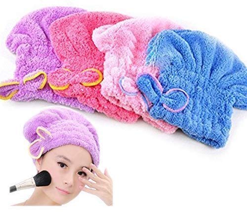 DRSM DARSHANAM Womens Girls Ladys Magic Quick Dry Bath Hair Drying Towel Head Wrap Hat Makeup Cosmetics Cap Bathing Tool Random Colour 1 - Image 3