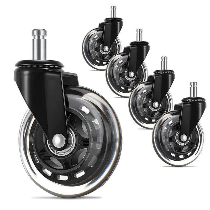 Aakarit 3Inch Universal Fit Single Caster Pin Wheels Replaceable Rollerblade Type Steel PU Rubber Safe for All Floors Stem Size 1122 mm Set of 5 - Image 1