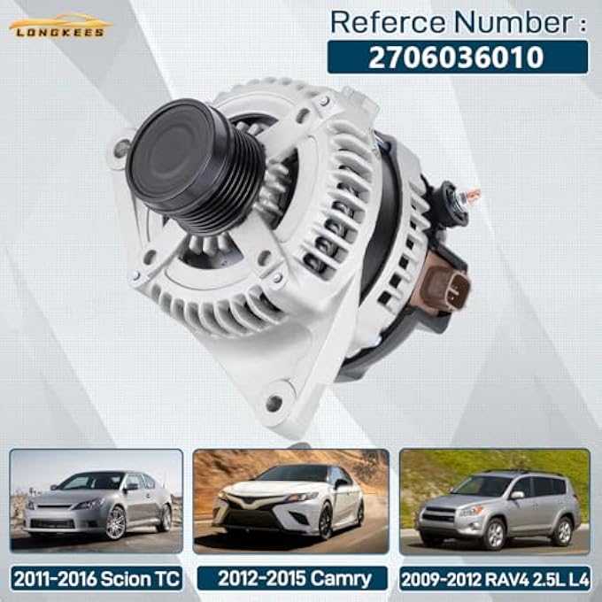 LONGKEES 12V 100AMP Alternator FIT Scion TC 2011-2016, Camry 2012-2015, RAV4 2009-2012 2.5L L4, Replaces 2706036010 1042102270 1042102340 11402 - Image 2