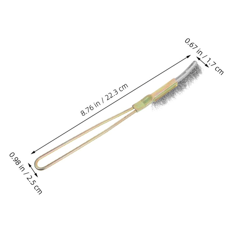 KOMBIUDA 3pcs Small Stainless Steel Wire Brush Set for Heavy Duty Rust Removal, Mini Curved Head Metal Scrub Brushes for Narrow Corners and Industrial Cleaning - Image 2