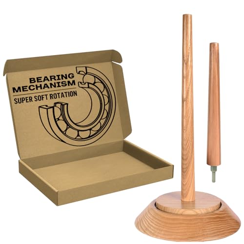 BARVA Yarn Holder Set 22 Lb Capacity for Chunky Yarn w/Extra Spindle | Smooth Bearing Spinner & Big Rubber Anti Slip Pads for Stability | European Wood Crochet Accessories & Fiber Crafts Pro Tools - Image 1