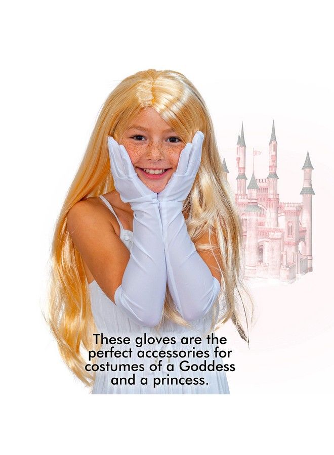 Skeleteen White Satin Opera Gloves Roaring 20 Fancy Flapper Elbow Gloves 1 Pair - Image 4