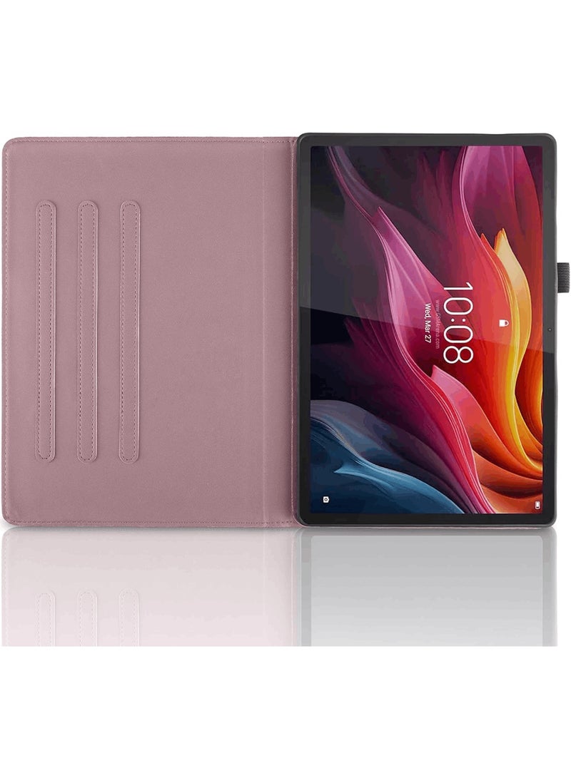 Aookay Case Compatible with Lenovo Idea Tab Pro 12.7 Inch 2025, 360 Degree Rotating Stand PU Leather Foldable Tablet Case Tree of Life Embossed Shell (Pink)  - Image 4