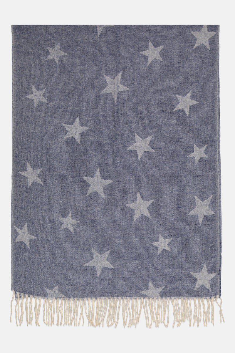 Max Studio Women Textured Scarf 190 x 90 cm, Navy Combo - Image 2