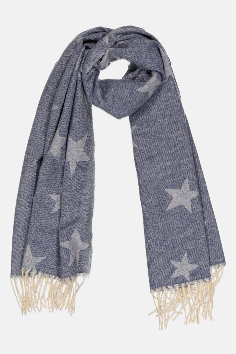 Max Studio Women Textured Scarf 190 x 90 cm, Navy Combo - Image 1