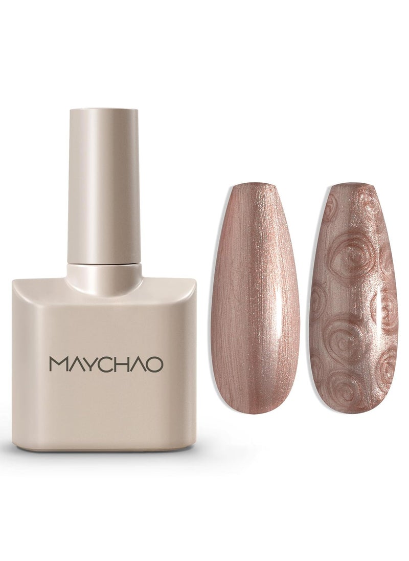 MAYCHAO MAYCHAO Pearl Gel Nail Polish, 15ML Pearlescent Shell Shimmer Mermaid Rose Gold Gel Polish Swirl Thread Effect Soak Off UV LED Lamp Curing for Nail Art Manicure Salon DIY at Home, 0.5 OZ 