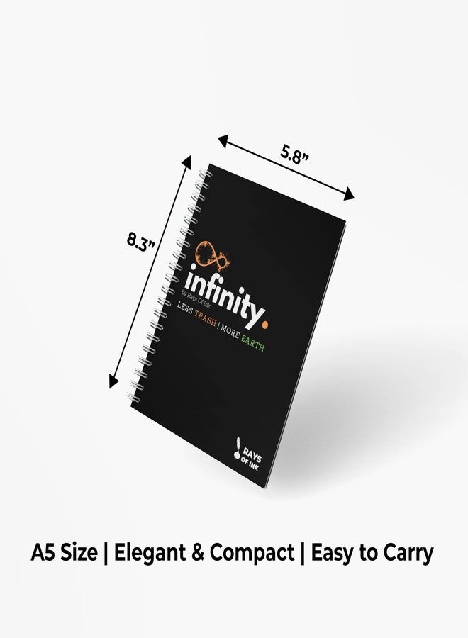 Rays Of Ink Infinity Re-writeable/Reusable Notebook - Eco Friendly Notebook with Fine Tip Marker & 2 Microfiber Cloth and A Pocket at Back | A5 Size (8.3" X 5.8") (1mm Tip Pen, Black) - Image 3
