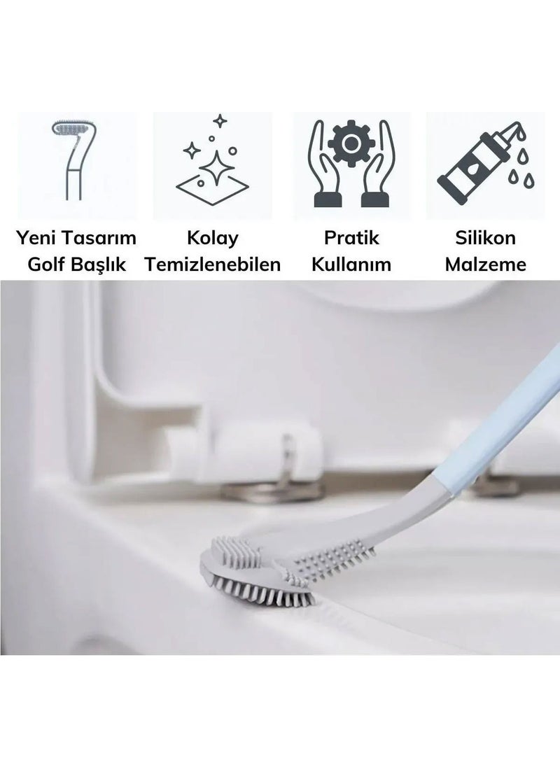 Octopus Bazaar - 2 Pieces Practical Golf Design Non-Drip Flexible Silicone Toilet Brush WC Toilet Brush - Image 1