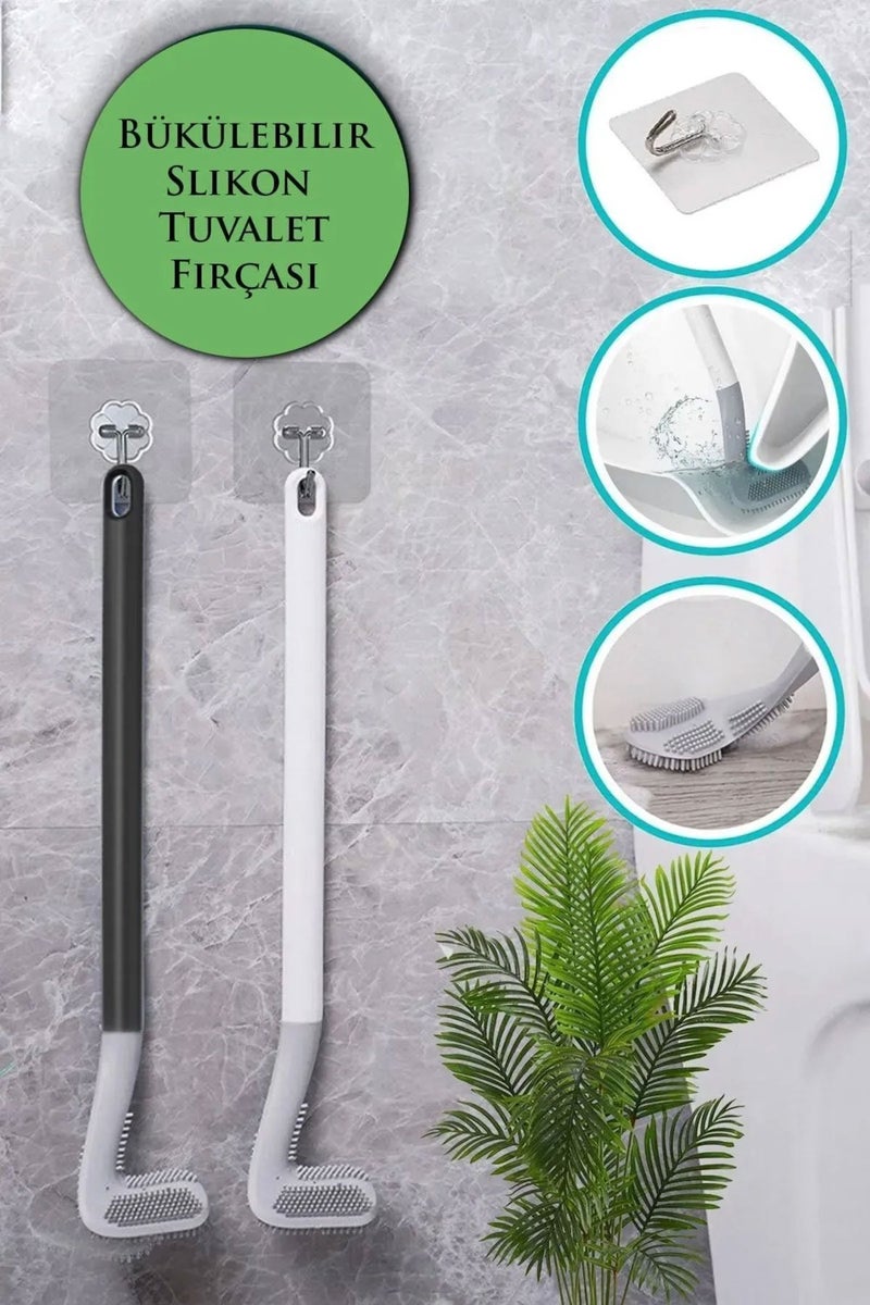 Octopus Bazaar - 2 Pieces Practical Golf Design Non-Drip Flexible Silicone Toilet Brush WC Toilet Brush - Image 1