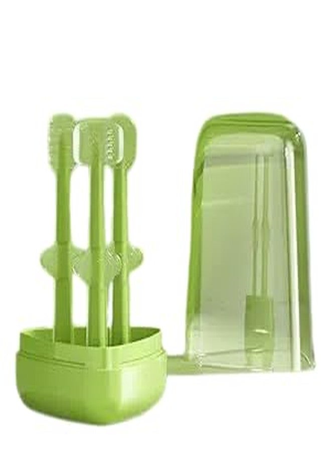 VALUEVIBES Soft Oral Cleaning Brush, 3 In1 Silicone Toothbrush Set, Baby Toothbrush and Baby Tongue Cleaner for Toddler Oral Care,Oral Care Set for Kids With Travel CaseBaby, Bpa Free Soft Silicone brush for 6 Month To 24 Months (GREEN, M) - Image 3