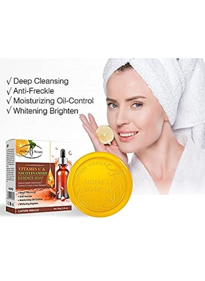 Aichun beauty Vitamin C & Nicotinamide Essence Soap for skin cleansing 100g  - Image 3