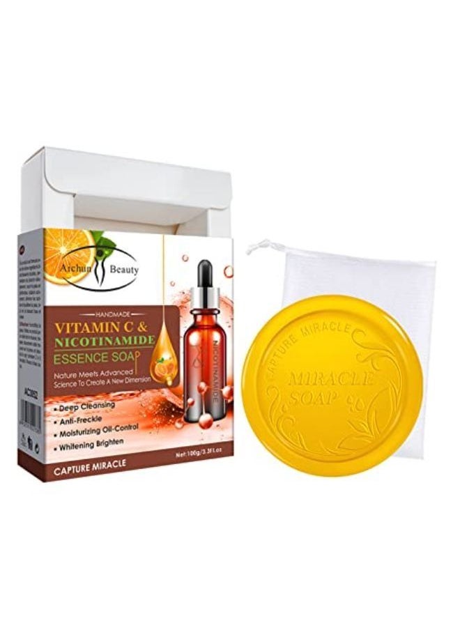 Aichun beauty Vitamin C & Nicotinamide Essence Soap for skin cleansing 100g  - Image 1