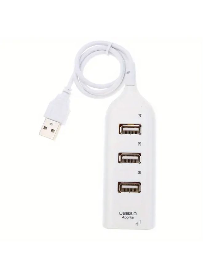 مُحَوِّل USB أبيض وأسود 4 منافذ USB 2.0، مُقَسِّم عالي السرعة مضغوط متعدد المنافذ للكمبيوتر المحمول والكمبيوتر الشخصي - Image 2