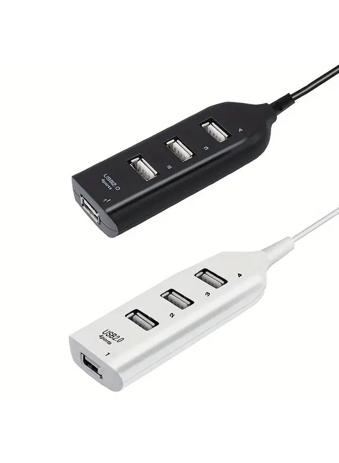 مُحَوِّل USB أبيض وأسود 4 منافذ USB 2.0، مُقَسِّم عالي السرعة مضغوط متعدد المنافذ للكمبيوتر المحمول والكمبيوتر الشخصي - Image 4