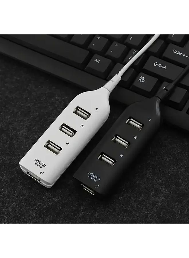 مُحَوِّل USB أبيض وأسود 4 منافذ USB 2.0، مُقَسِّم عالي السرعة مضغوط متعدد المنافذ للكمبيوتر المحمول والكمبيوتر الشخصي - Image 5