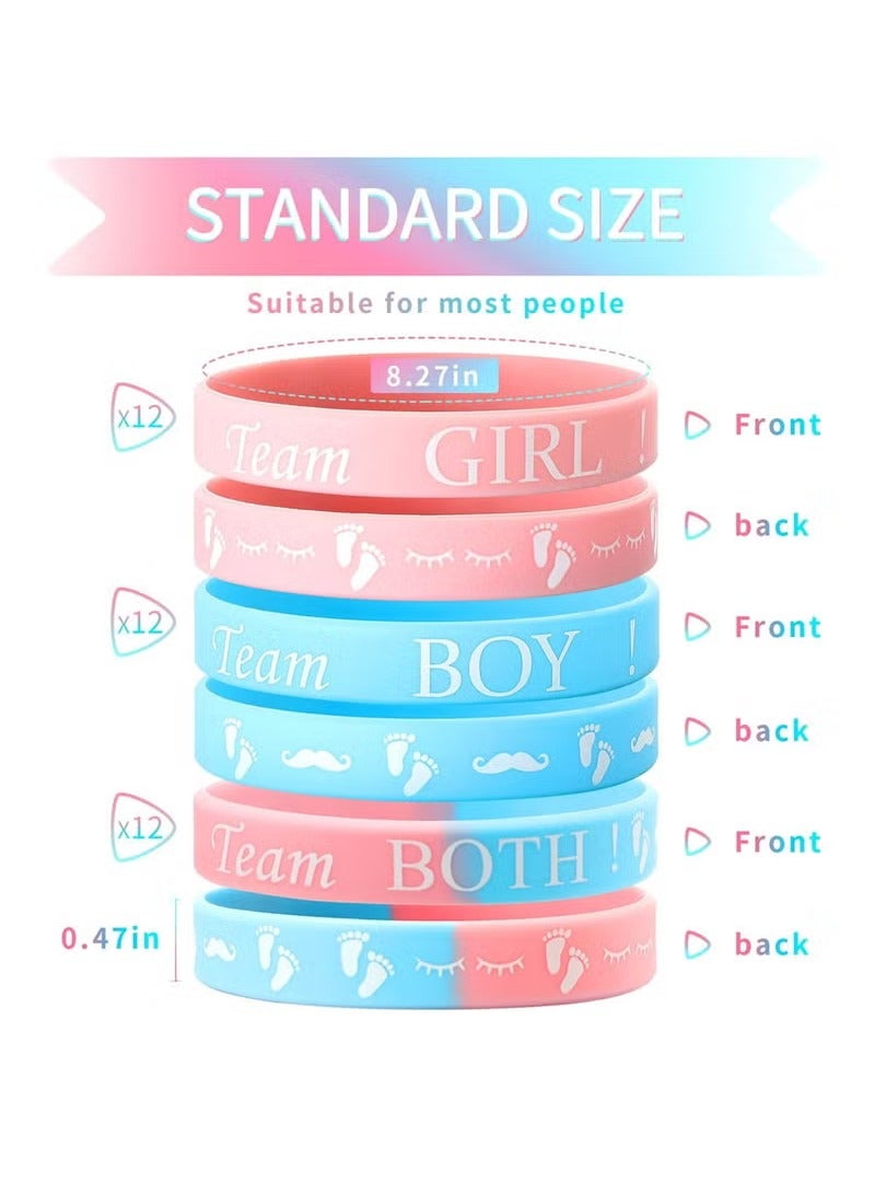 Gender Reveal Bracelets, 30 Pcs Silicone Wristbands Gender Reveal Party Bracelets, Team Both Rubber Wristband for Baby Shower Gender Reveal Party Favor Supplies  - Image 3