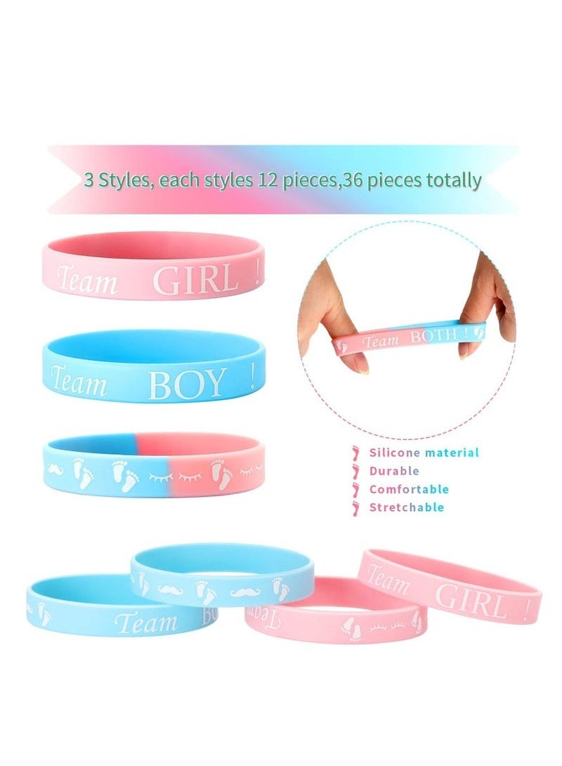 Gender Reveal Bracelets, 30 Pcs Silicone Wristbands Gender Reveal Party Bracelets, Team Both Rubber Wristband for Baby Shower Gender Reveal Party Favor Supplies  - Image 2