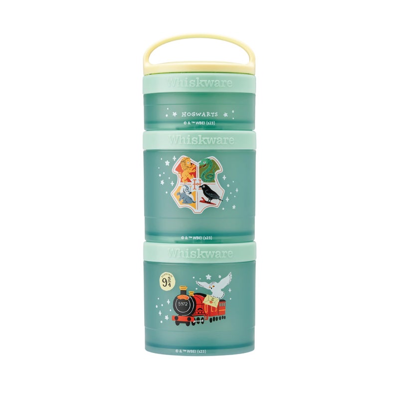 Whiskware Harry Potter Stackable Snack Containers for Babies Kids and Toddlers 3 Stackable Snack Cups for School or Travel Formula and Cupholder Friendly Hogwarts